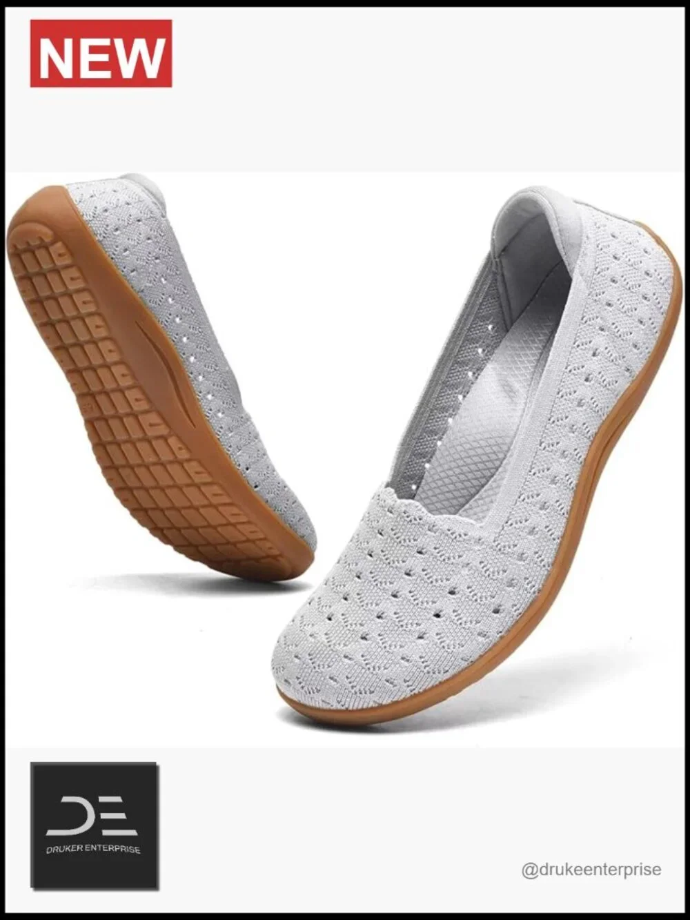 Wide Toe Box Knit Ballet Flats Slip-on Walking Comfort Shoes